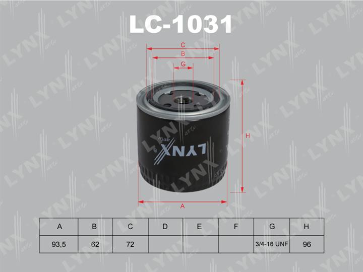 LYNXauto LC-1031 Oil Filter LC1031
