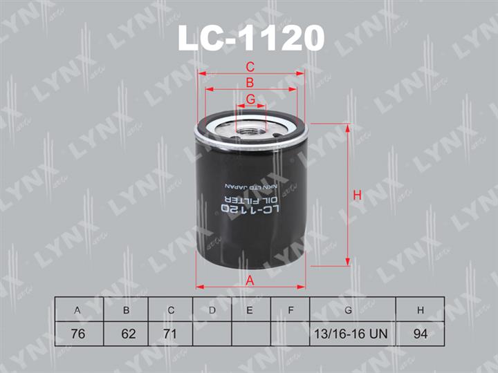 LYNXauto LC-1120 Oil Filter LC1120