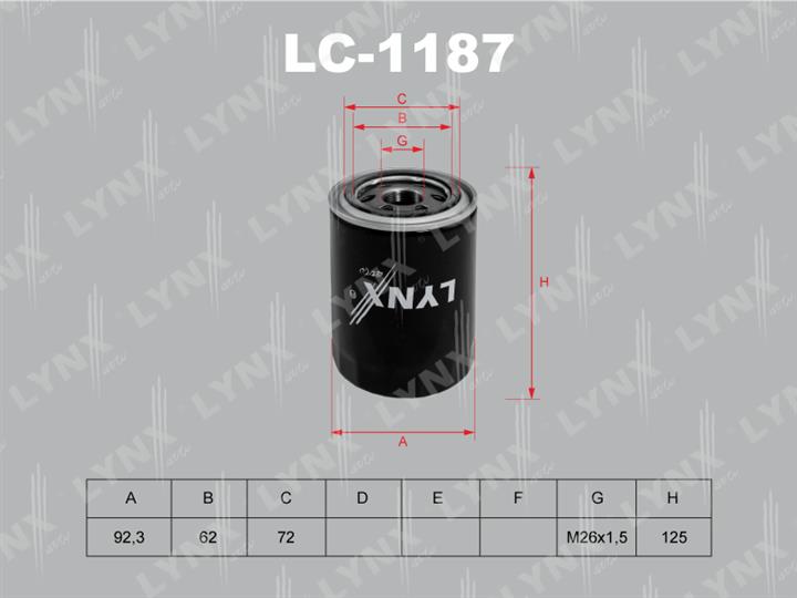 LYNXauto LC-1187 Oil Filter LC1187