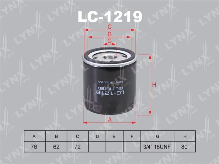 LYNXauto LC-1219 Oil Filter LC1219
