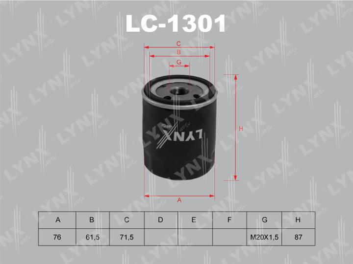 LYNXauto LC-1301 Oil Filter LC1301