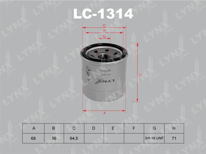 LYNXauto LC-1314 Oil Filter LC1314