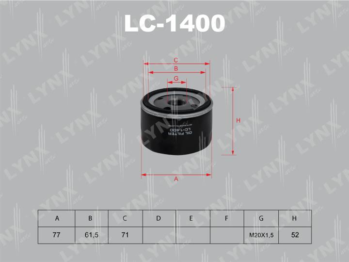 LYNXauto LC-1400 Oil Filter LC1400