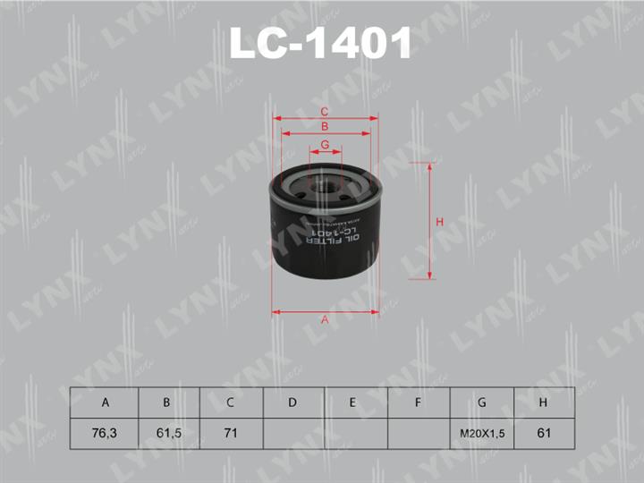 LYNXauto LC-1401 Oil Filter LC1401