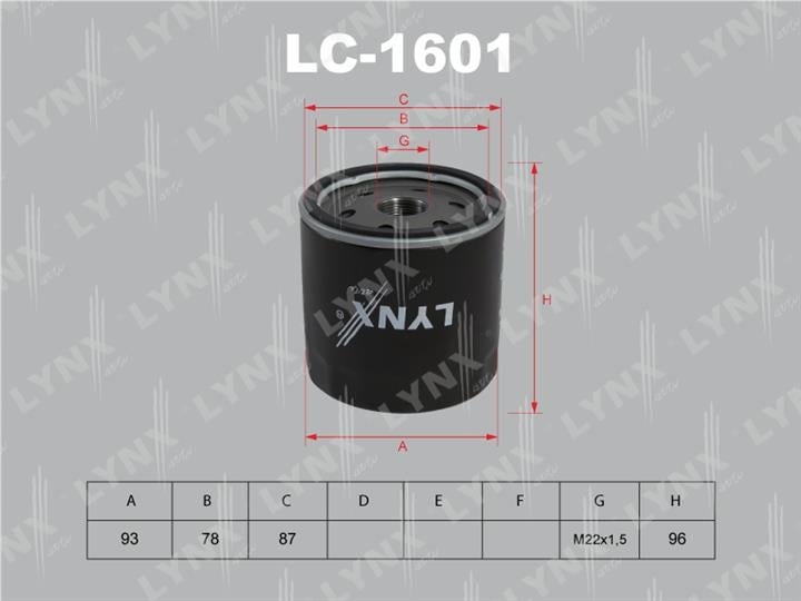 LYNXauto LC-1601 Oil Filter LC1601