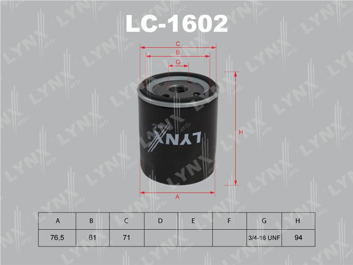 LYNXauto LC-1602 Oil Filter LC1602
