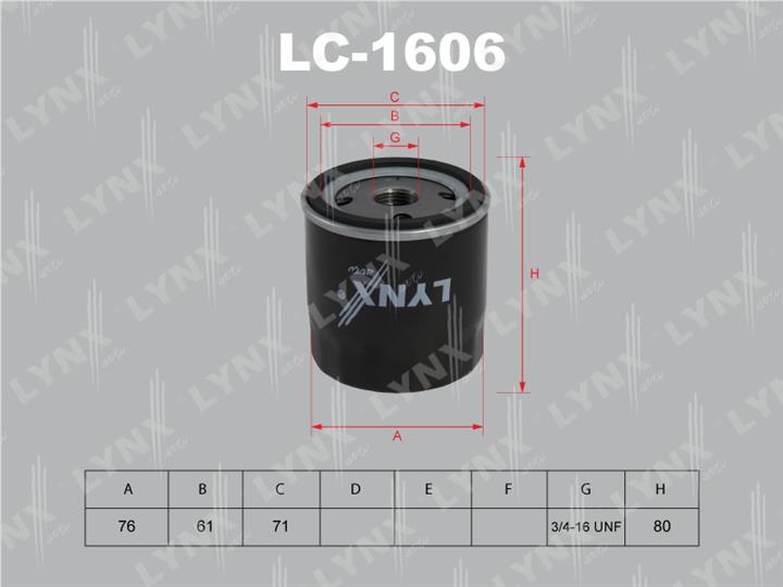 LYNXauto LC-1606 Oil Filter LC1606