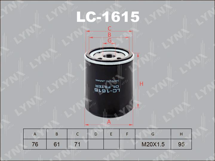 LYNXauto LC-1615 Oil Filter LC1615