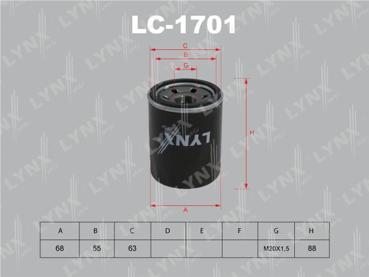 LYNXauto LC-1701 Oil Filter LC1701