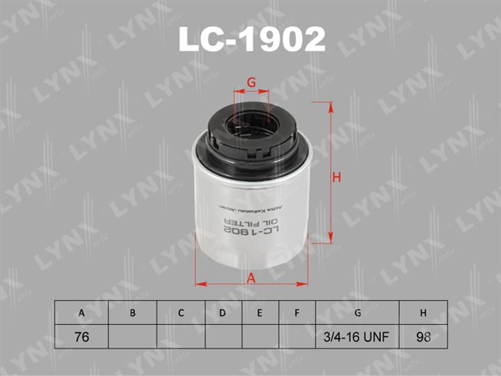 LYNXauto LC-1902 Oil Filter LC1902