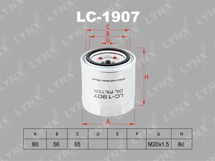 LYNXauto LC-1907 Oil Filter LC1907