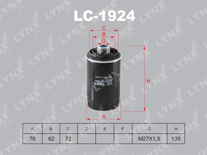 LYNXauto LC-1924 Oil Filter LC1924