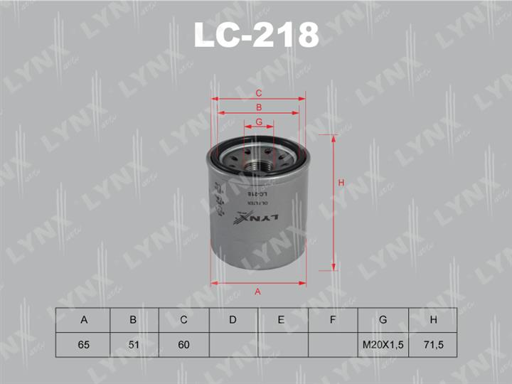 LYNXauto LC-218 Oil Filter LC218