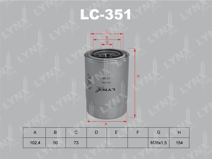 LYNXauto LC-351 Oil Filter LC351