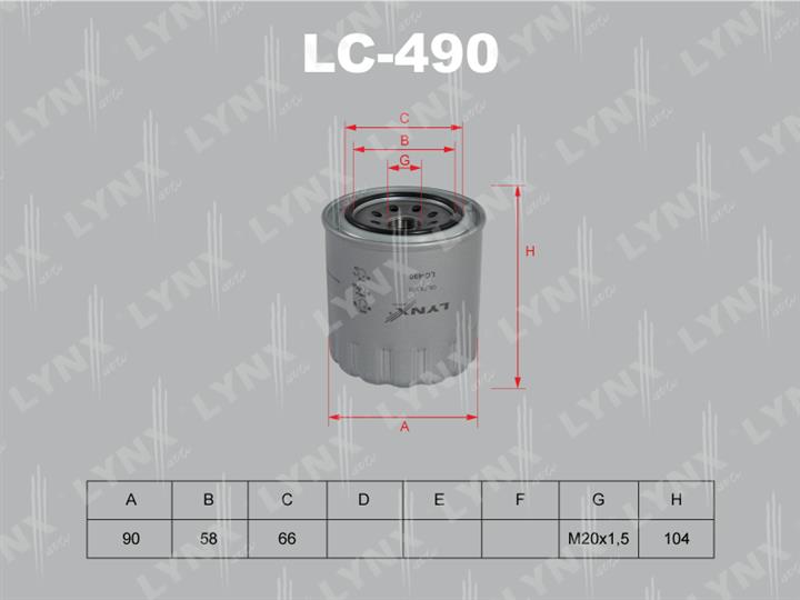 LYNXauto LC-490 Oil Filter LC490
