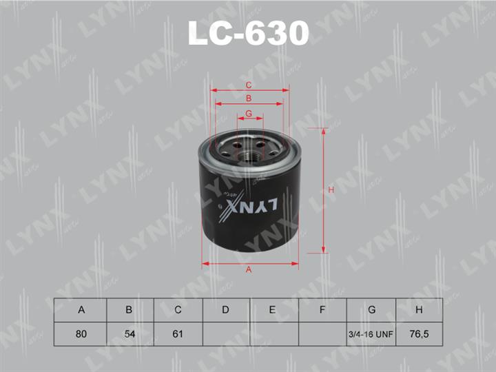 LYNXauto LC-630 Oil Filter LC630
