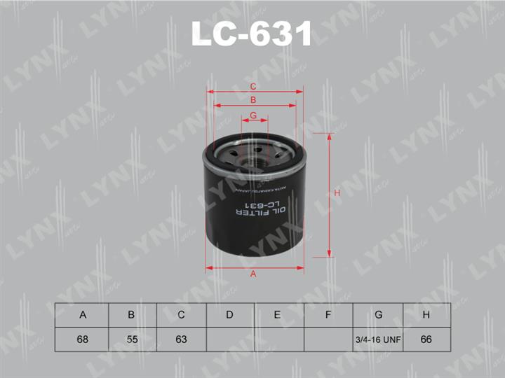 LYNXauto LC-631 Oil Filter LC631