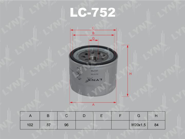 LYNXauto LC-752 Oil Filter LC752