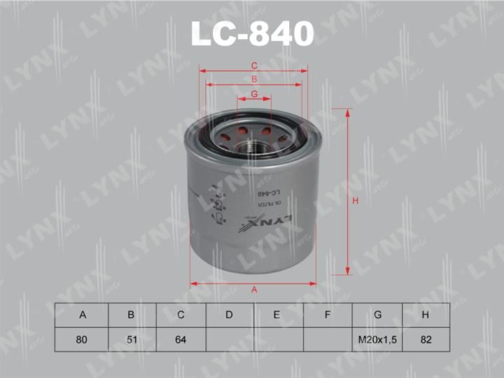 LYNXauto LC-840 Oil Filter LC840