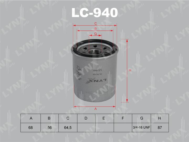 LYNXauto LC-940 Oil Filter LC940