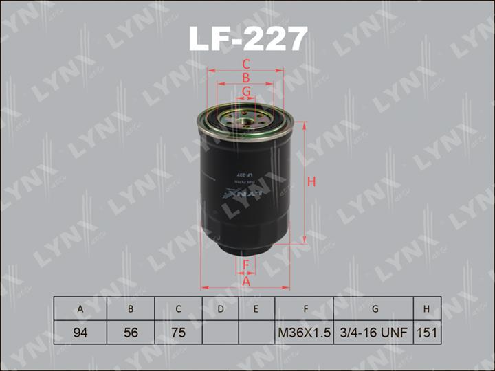 LYNXauto LF-227 Fuel filter LF227