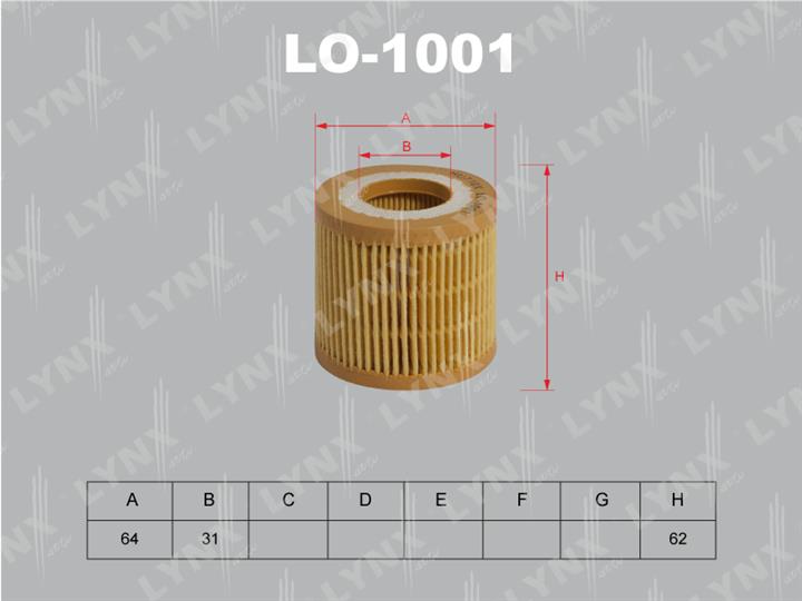 LYNXauto LO-1001 Oil Filter LO1001