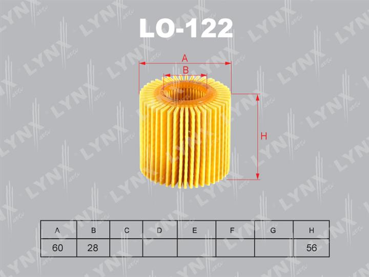 LYNXauto LO-122 Oil Filter LO122
