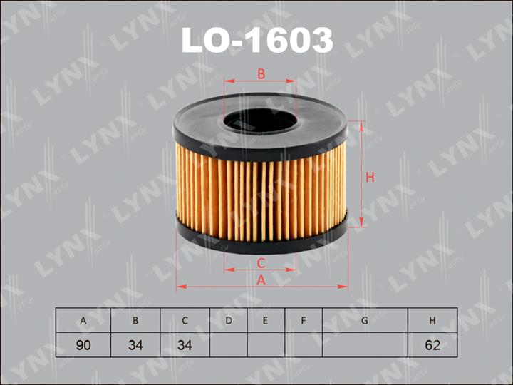 LYNXauto LO-1603 Oil Filter LO1603