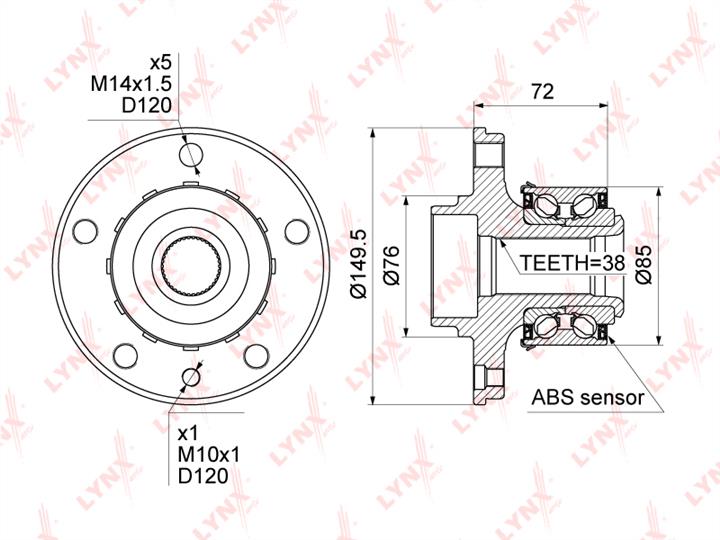 LYNXauto WH-1165 Wheel hub with bearing WH1165