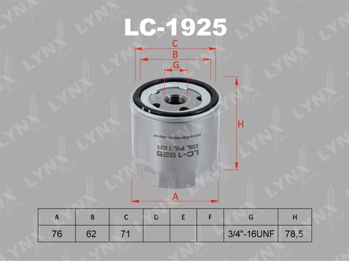 LYNXauto LC-1925 Oil Filter LC1925