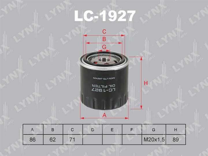 LYNXauto LC-1927 Oil Filter LC1927