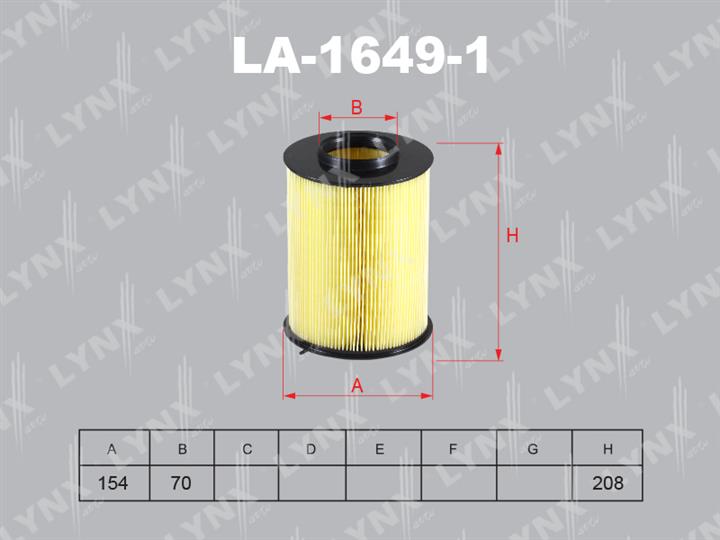 LYNXauto LA-1649-1 Air filter LA16491