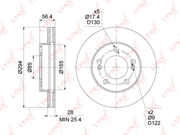 LYNXauto BN-1902 Front brake disc ventilated BN1902