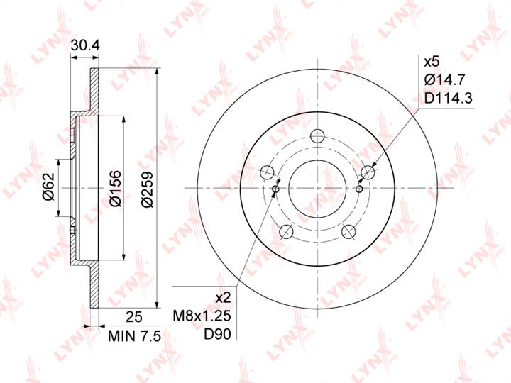 LYNXauto BN-1146 Rear brake disc, non-ventilated BN1146