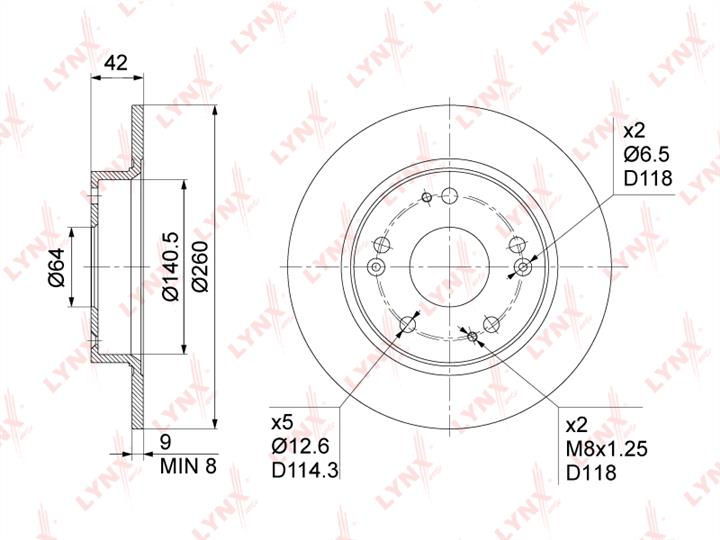 LYNXauto BN-1029 Rear brake disc, non-ventilated BN1029