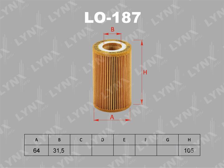 LYNXauto LO-187 Oil Filter LO187