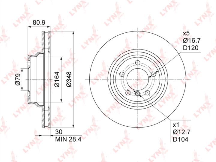 LYNXauto BN-1007 Front brake disc ventilated BN1007