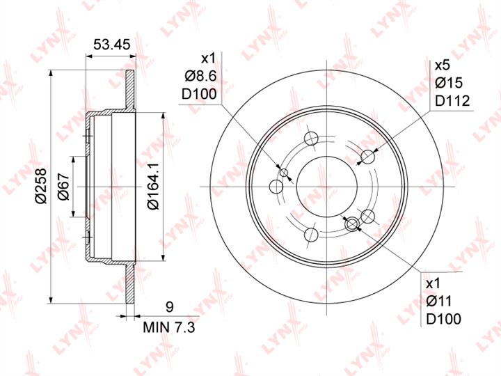 LYNXauto BN-1075 Rear brake disc, non-ventilated BN1075