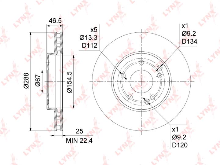 LYNXauto BN-1081 Front brake disc ventilated BN1081