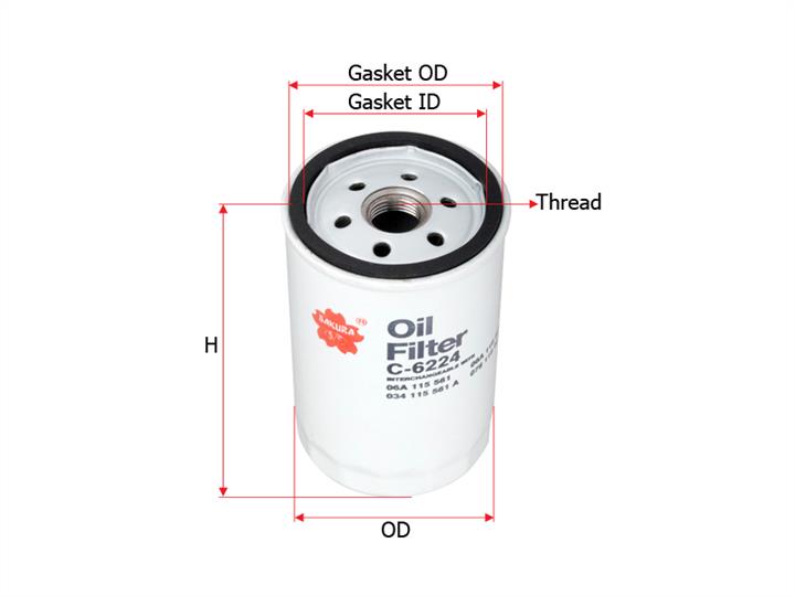 Sakura C-6224 Oil Filter C6224