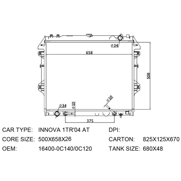 CoolDog DA-TO-403 Radiator, engine cooling DATO403