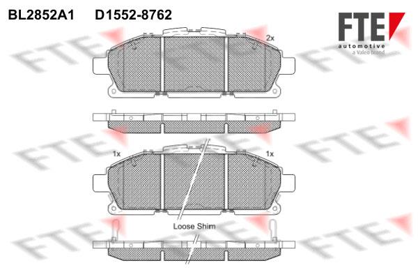 FTE BL2852A1 Brake Pad Set, disc brake BL2852A1