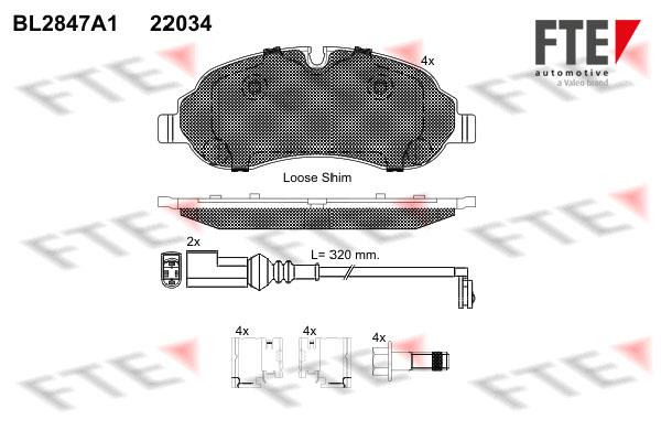 FTE BL2847A1 Brake Pad Set, disc brake BL2847A1