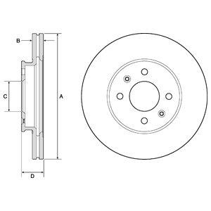 Delphi BG4744C Front brake disc ventilated BG4744C