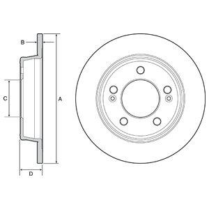 Delphi BG4559C Rear brake disc, non-ventilated BG4559C