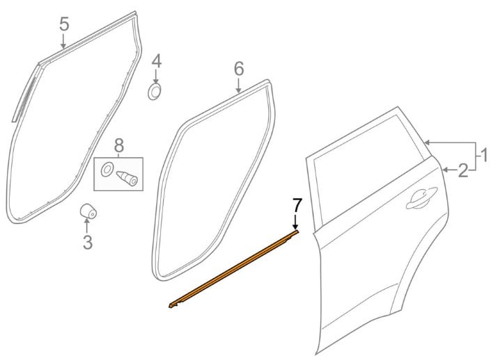 83210B2000 Hyundai/Kia Door glass seal