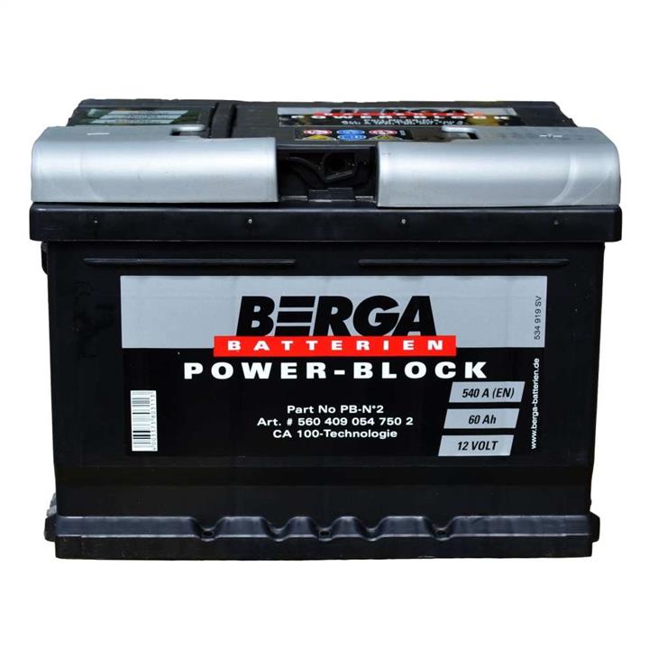 Berga 5604090547502 Battery Berga 12V 60AH 540A(EN) R+ 5604090547502