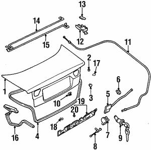 Subaru 57521AC050 Trunk lid torsion bar 57521AC050 57521AC050 Subaru Trunk lid torsion bar