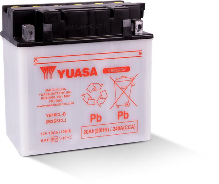 Yuasa YB16CL-B Battery Yuasa 12V 19AH 190A(EN) R+ YB16CLB