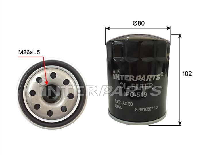 Interparts filter IPO-519 Oil Filter IPO519